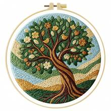 15*15cm/5.9*5.9in 20*20cm/7.9*7.9in,Growing Tree Embroidery Kit, DIY Handmade Embroidery Set For Adult Beginners, Home Gift, Women's Sewing Gift, Including User Manual, Printed Pattern Fabric, Embroidery Frame, Needle And Thread. - Growing Tree - View 12