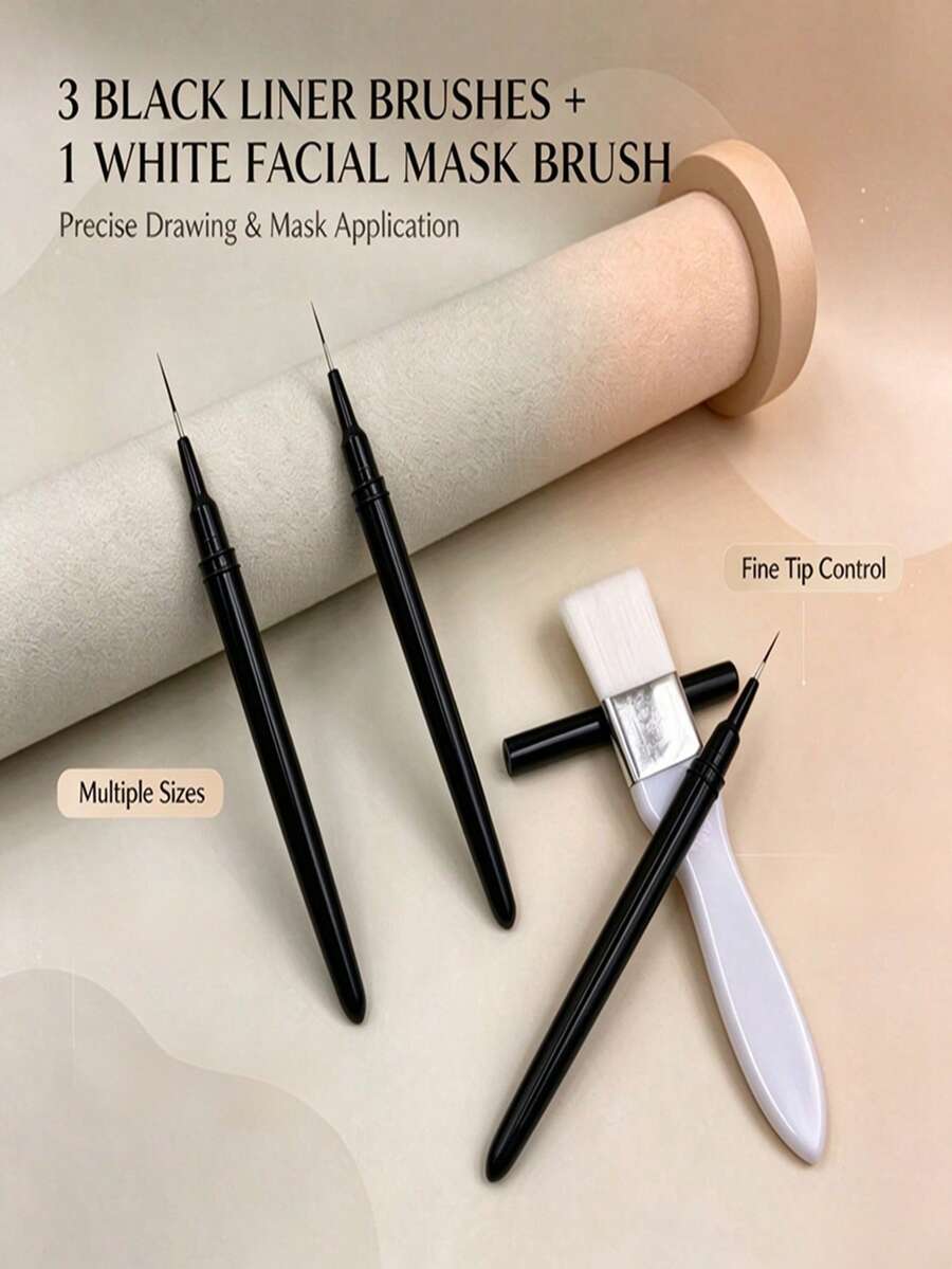 Manicure Detail Needle Pen & Flat Brush Set For Nail Art Creation