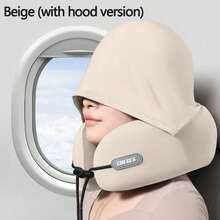 1pc Car Interior U-Shaped Neck Pillow With Hood, Portable Travel Neck Support Memory Foam Travel Pillow, Foldable And Storable U-Shaped - A - View 13