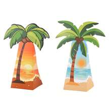 10pcs/Pack Gift Candy Cookie Boxes Paper Boxes Theme Boxes Party Coconut Palm Tree Boxes Popcorn Boxes Beach Coconut Party Suitable For Various Holiday Decoration Paper Boxes - View 2
