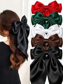 1/5PCS Big Bow Clips With Ribbons-Bow-Knot Clips,Nonslip Claw Clips, Hair Bows For Girls, Ribbon,Daily Party,School Stuff - Multicolor - View 6