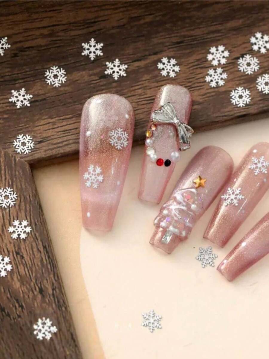 50pcs Christmas Winter Fall Snowflake Nail Stickers, Holiday Versatile Nail Art Decor For Nail Salon - Multicolor - View 1