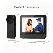 Video Doorbell With Monitor, Wireless Doorbell Camera (No Wifi Required), 2.4 Ghz Module Connection, No App Or Subscription Fees, Two-Way Audio, Night Vision, For Home - View 9