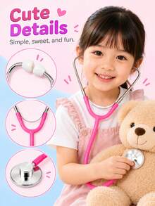 Children's Stethoscope Toy, Doctor Role Play Prop, Realistic Metal Head, Educational Doctor Role Play Stethoscope, Designed For Small Hands, Multiple Colors Available, Inspires Imagination, Educational Toy For Boys And Girls - Multicolor - View 12