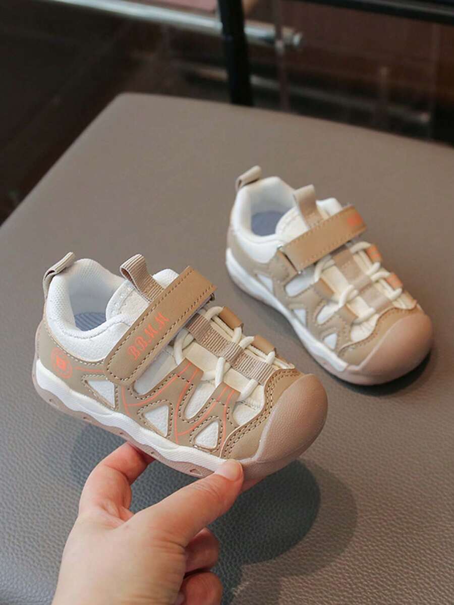 Baby Anti-Collision Functional Sports Shoes, Spring/Autumn Hook-And-Loop Soft Sole Non-Slip Casual Walking Shoes For Boys And Girls - Khaki - View 1