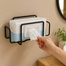 1pc Wall-Mounted Wet Wipes Storage Rack, No-Drill Paper Towel Holder, Multi-Functional Wall-Mounted Paper Towel Rack, Suitable For Flushable Wet Wipes, Paper Towels, Applicable For Bathroom, Kitchen And Toilet Storage - Multicolor - View 4