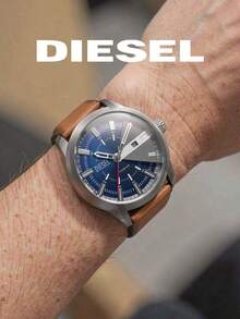Diesel DZ1784 Industrial Style Men's Watch | Quartz Watch, Blue-Grey Sub-Dial, Silver Metal Case, Street Style Men's Accessory - Brown - View 3