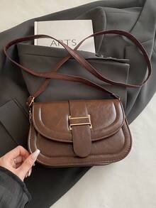 Fashion Mini Minimalist Flap Crossbody Bag Women's Bag Mini Flap Saddle Bag - Coffee - View 7
