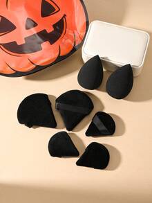 7pcs Black Halloween Makeup Sponge Set Foundation Liquid Makeup Sponge Tools Full Set Suitable For Home Use Or Makeup Artist - Black - View 2