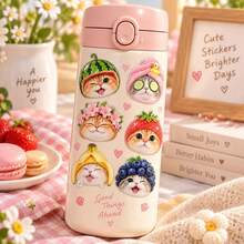 1pc Cute Cat Big Head Curly Embossed Transfer Sticker Expression Packaging Decorative Sticker - one-size - View 4