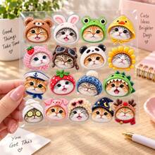 1pc Cute Cat Big Head Curly Embossed Transfer Sticker Expression Packaging Decorative Sticker - one-size - View 8
