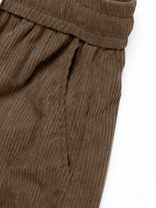 Men's Casual Long Pants, Corduroy Fabric, Perfect For Outdoor Wear, Drawstring Elastic Waist Design, Fashionable Pants For Travel, Leisure, And Sports - Mocha Brown - View 6