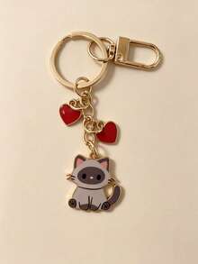 Cute Cartoon Cat Keychain Bag Pendant, Multiple Cute Kitten Charms With Red Heart Decoration, Women's Handbag Backpack Accessory, Daily Decorative Gift - Multicolor - View 7
