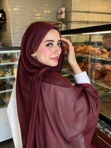 Burgundy Chiffon - Heart Lace Style