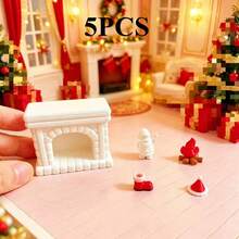 1 bộ mô hình đạo cụ bếp lò Giáng Sinh mini cho nhà búp bê, đồ trang trí tiểu cảnh không khí Giáng Sinh mini cho nhà búp bê - Nhiều màu - Xem 2