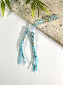 New Dual-Color Handmade Woven Tassel Pendants, Replacement Tassels For Prayer Beads, Multi-Color Options, Durable And Wear-Resistant Braided Rope, DIY Jewelry Accessories, Tesbih Prayer Beads Tail Pendant, Handmade Bracelet Accessory - Multicolor - View 7