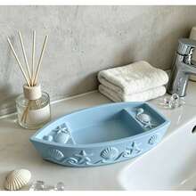 1pc Small Boat Shaped Jewelry Tray, Ocean Shell Style - Suitable For Vanity, Entryway And Bedroom Storage Organization Of Accessories, Wabi-Sabi Style Decorative Tray, Jewelry Dish - Multicolor - View 11
