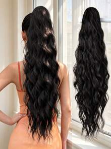 HEYPINK 26 Inch Black Claw Ponytail Extension, Heat Resistant Synthetic Wavy Hair Ponytail, Suitable For Women And Girls For Daily Wear And Party Occasions, Halloween - Black - View 2