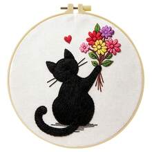 15*15cm/5.9*5.9in 20*20cm/7.9*7.9in,Happy Cats Embroidery Kit, DIY Handmade Embroidery Set For Adult Beginners, Home Gift, Women's Sewing Gift, Including User Manual, Printed Pattern Fabric, Embroidery Frame, Needle And Thread. - Happy Cats - View 19