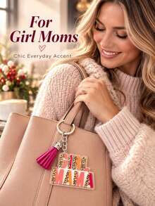 1pc Girl Boy Tassel Keychain, Mother's Day Gift, Transparent Acrylic Keychain Suitable For Giving To Mothers, Holiday Gift, Birthday Gift - Multicolor - View 1