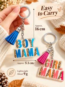1pc Girl Boy Tassel Keychain, Mother's Day Gift, Transparent Acrylic Keychain Suitable For Giving To Mothers, Holiday Gift, Birthday Gift - Multicolor - View 9