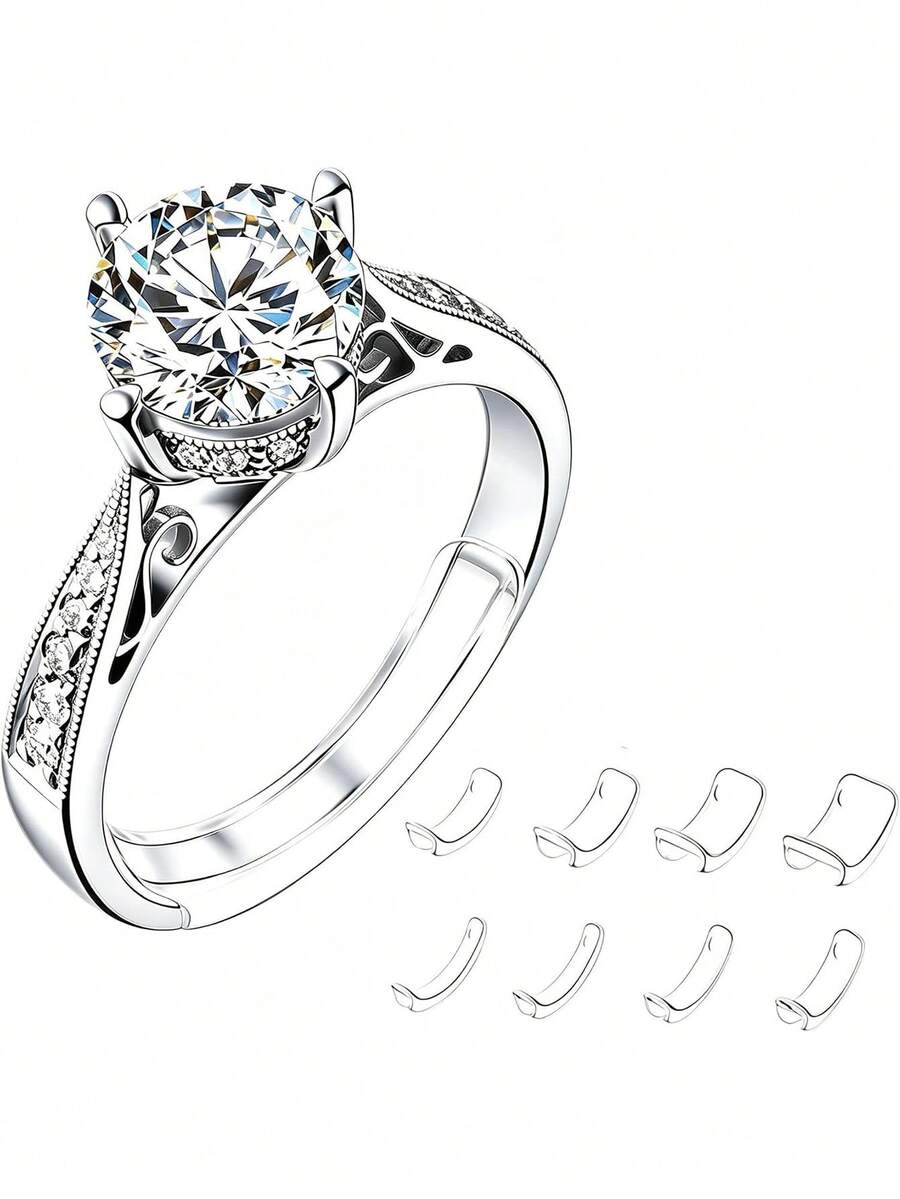 8/16/24pcs Adjustable Ring Size Adjuster/Resizer - Invisible Ring Size Adjuster, Suitable For Wedding/Events - Temporary And Permanent Use, Fits All Types Of Rings - Multicolor - View 1