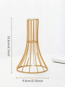 1pc Transparent Glass Vase With Wrought Iron Frame, Geometric Test Tube Shape, Suitable For Hydroponic Flowers, Bohemian Farmhouse Style Desktop, Mantel Or Wedding Reception Decor, Perfect As Housewarming Gift Modern Floral Arrangement Base - Gold - View 7