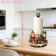 2D Flat Printing 1pc Christmas Fun Elf Snowman Christmas Tree Gift Shaped Kitchen Paper Towel Holder Creative Desktop Countertop Roll Paper Rack Storage Acrylic - Multicolor - View 3