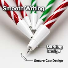6pcs Candy Cane Ballpoint Pens Christmas Gift Pens Craft Pens Retractable Simple Pens Promotional Ballpoint Pens - Multicolor - View 3