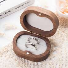 TONGFANTECH 1pc Double Slot Oval Walnut Wood Customized Ring Box, Square Walnut Wood Ring Box, Round Ring Box, For Wedding Store Ring Box, Personalized Engraved Wooden Ring Box, Proposal Engagement Ring Box With Name, Wedding Ring Box, Anniversary Gift, Engraved Ring Box Anniversary Gift, Valentine's Day Gift, Birthday Gift - Multicolor - View 10