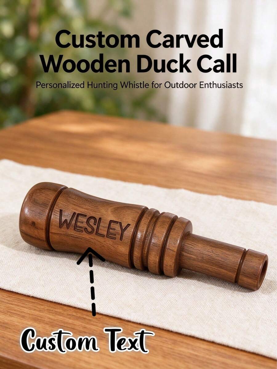 1pc Personalized Laser Engraved Wooden Duck Whistle, Outdoor Bird Watching Fun Wooden Whistle, Solid Wood Hand-Polished Smooth Texture, Customizable Name And Text, Suitable As Birthday, Anniversary, Father's Day Creative Gift, For Outdoor Enthusiasts, Unique Niche Commemorative Gift - Multicolor - View 1