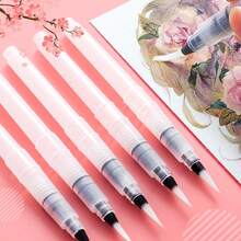 3PCS Water-Fillable Watercolor Paint Brushes, Soft Bristle Water-Absorbing Paint Pens, Water-Injectable Dip Brushes For Watercolor, Gouache, Stone Plastic Clay - Multiple Styles - View 3