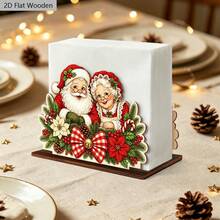 Set Kotak Tisu Bertema Santa Claus dan Nyonya Claus (2 Buah), Cocok untuk Dekorasi Meja Makan Bertema Natal, Pilihan Ideal untuk Dekorasi Meja Natal dan Hadiah Liburan - kayu - View 4