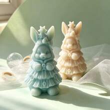 1pc Christmas Star Rabbit Silicone Mold DIY Handmade Candle Aromatherapy Plaster Ornament Silicone Mold - White - View 4