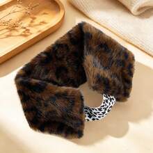 1pc Leopard Print Mink Fur Headband, Autumn/Winter Sweet Cool Leopard Print Plush Hairband, Faux Fur Thickened Warm Street Style Headband - Multicolor - View 7