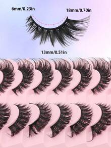 10 Pairs Natural False Eyelashes, Cartoon Style 3D Faux Mink Lashes, Flared Natural Realistic Eyelash Extensions Strip Lashes, Eyelashes, False Eyelashes, False Eyelashes - View 5