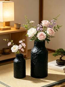 3D Faceted Textured Vase, Elegant Black/White Fresh Flower/Dried Flower Vase, Versatile Design Suitable For Multiple Styles, Applicable For Living Room, Dining Table, Office, Coffee Table, Desk And Home Decor. Suitable For: Birthday, Wedding, Christmas, New Year - Multicolor - View 4