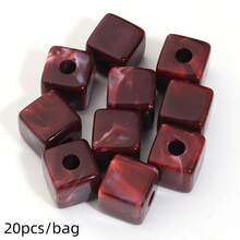 20pcs/Pack Acrylic Dual-Color Glazed Large Hole Square Beads, Chinese Style Dual-Color Square Perforated Beads, DIY Beaded Phone Chain Keychain Accessories Spacer Beads, Jewelry Making Accessories - Square Beads - View 19