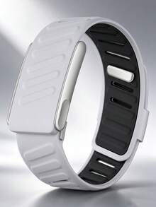 1PC Soft Touch Silicone Replacement Wristband, Unisex Adjustable Sports Bracelet Strap, Compatible With WHOO P 5.0/MG, Dual-Color Design, Waterproof, Sweat-Resistant, Breathable And Durable, ECG Model Universal Fitness Tracker Accessory - Light Gray - View 4