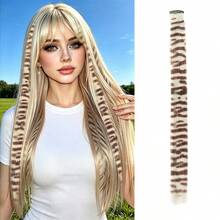 45cm/18 Inch Feather Hair Extensions Clip-In Invisible Hair Piece, Gothic Black Striped Texture, Multi-Color Festival Style, Suitable For Beginners, Natural-Looking Synthetic Fiber, Ideal For Christmas, Carnival, Cosplay, Party, Birthday - Multicolor - View 20