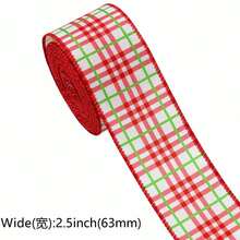 Christmas Wide Plaid Ribbon 6.3cm Wavy Edge Faux Linen Woven Tape 3 Colors Available Large Bow Gift Wrapping Tie Christmas Tree Wreath Decoration DIY Material - Plaid Ribbon - 2 Yards - View 10