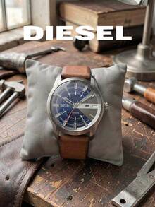 Diesel DZ1784 Industrial Style Men's Watch | Quartz Watch, Blue-Grey Sub-Dial, Silver Metal Case, Street Style Men's Accessory - Brown - View 1
