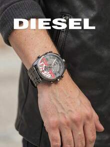 Diesel DZ4632 Men's Casual Watch | 48MM Gunmetal Case, Grey & Red Dial, Metal Strap, Date Window, Suitable For Daily And Streetwear - Grey - View 5