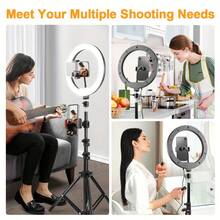 10-Inch LED Ring Light With 43-Inch Adjustable Tripod; Features 3 Color Modes And Adjustable Brightness; Suitable For Home Use, Live Streaming, Photography, Makeup Application, And Video Calls. - Black - View 6