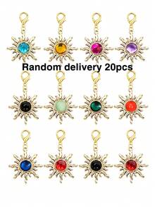 10/20pcs Baroque Transparent Jelly Color Gemstone Sunflower Lobster Clasp Pendant DIY Necklace Bag Keychain Decoration Charm - Sunflower - View 4