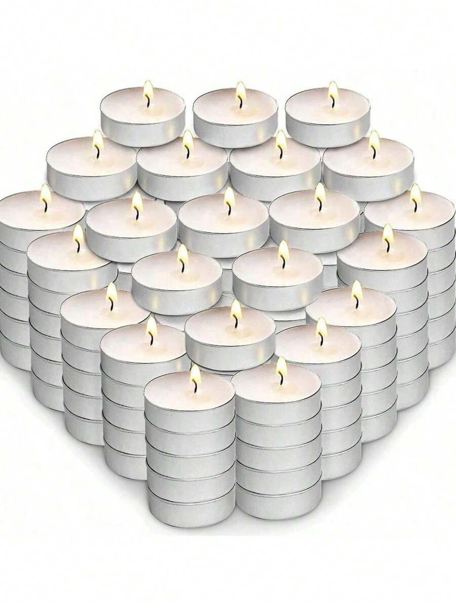 50pcs Unscented Tea Light Candles,Small Smokeless Wax Candles,Romantic Small Candles,Mokeless & Dripless, Small Candles | Long-Lasting & Durable, Suitable For Christmas Decoration,Home, Wedding, Events, Emergency | Bulk Pack Small Candles - Multiple Styles - View 1