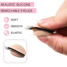 Double Layer Eyelash Practice Eyelids, 1 Pair/3 Pairs Detachable Silicone Eye Model With Realistic Eyelashes, For Eyelash Extension Training, Suitable For Mannequin Head Model - Multicolor - View 3