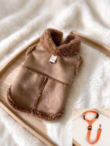 Pet Fleece Lined Jacket With Leash, Suitable For Outdoor Use, Keeps Small Dogs, Medium Dogs And Cats Warm In Autumn And Winter, Cute Comfortable Soft Pet Clothing, Fashionable Warm Pet Outfit - Multicolor - View 15