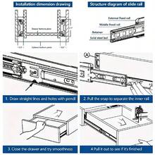 2pcs 35mm Wide Silver Drawer Slides, Full Extension Quiet Soft Close Slow Down Design, Heavy Duty Metal Structure, 12/16/20 Inch Length Options, Suitable For Cabinets, Vanity, Office Desk Furniture Installation, Smooth Operation, Durable - C - View 8