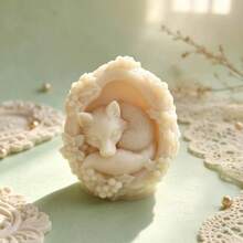 Floral Wreath Sleeping Fox Silicone Mold For DIY Handmade Candles, Aromatherapy, Plaster, Soap - White - View 5